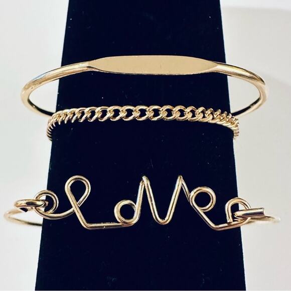 Gold Stack of 3 Bracelets - Picture 1 of 1